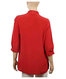 Plain short Silk Shirt-Red
