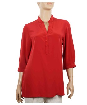 Plain short Silk Shirt-Red