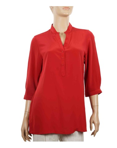 Plain short Silk Shirt-Red