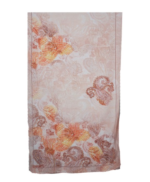 Crepe Silk Scarf - Orange Paisley