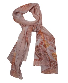 Crepe Silk Scarf - Orange Paisley