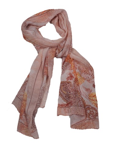 Crepe Silk Scarf - Orange Paisley