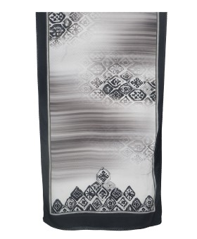 Crepe Silk Scarf - Black And White Abstract