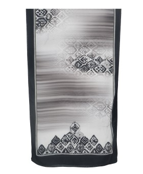 Crepe Silk Scarf - Black And White Abstract