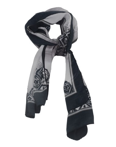 Crepe Silk Scarf - Black And White Abstract