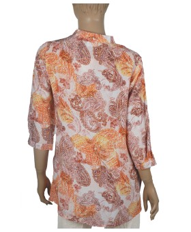 Short Silk Shirt - Orange Paisley