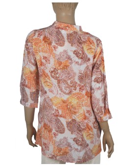 Short Silk Shirt - Orange Paisley