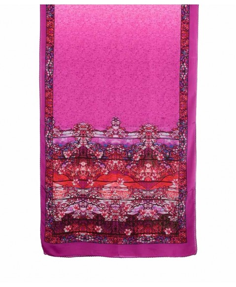 Crepe Silk Scarf - Pink Stained Glass 