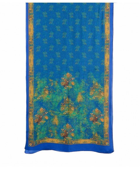 Crepe Silk Scarf - Blue Green Smudge