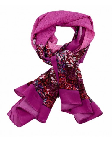 Crepe Silk Scarf - Pink Stained Glass 
