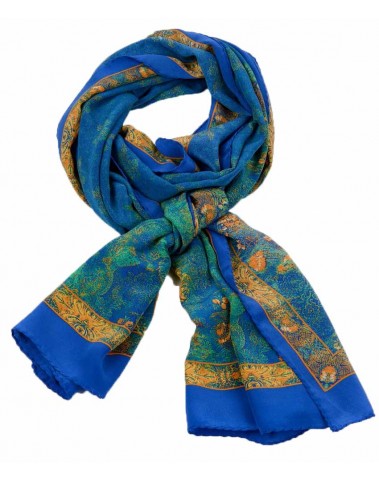 Crepe Silk Scarf - Blue Green Smudge