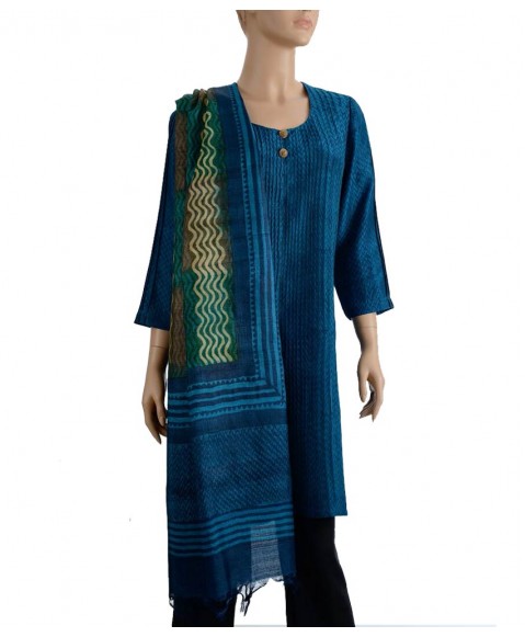 Tunic - Blue Zig Zag Pintuck