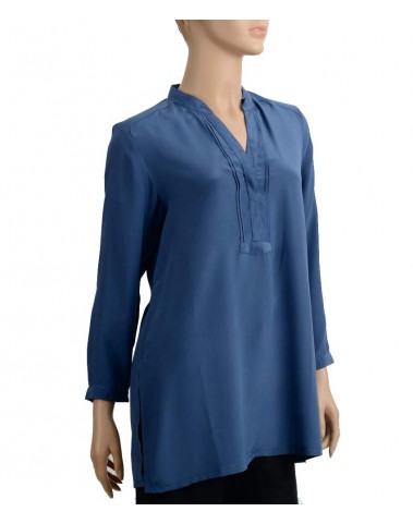 plain Long Silk Shirt -Royal Blue  