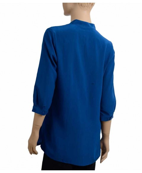 Plain Short Silk Shirt - Deep Blue