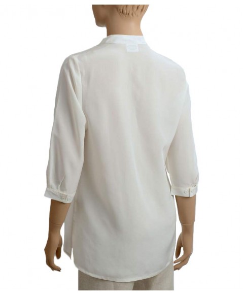 Plain short Silk Shirt-White