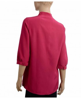 Plain short Silk Shirt-Magenta