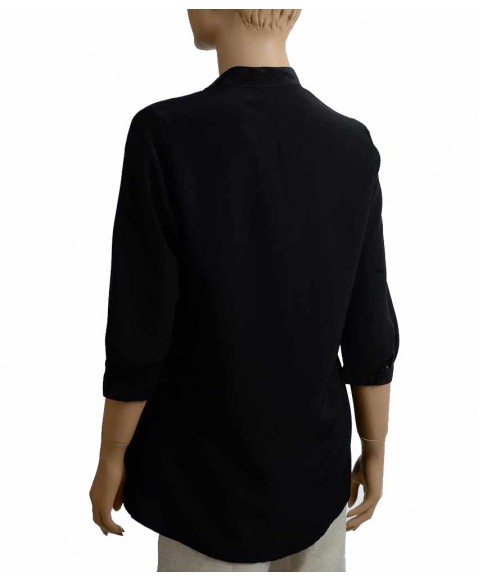 Plain Short Silk Shirt - Black