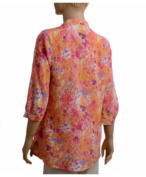 Short Silk Shirt - Orange & Purple Holi 
