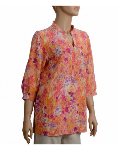 Short Silk Shirt - Orange & Purple Holi 