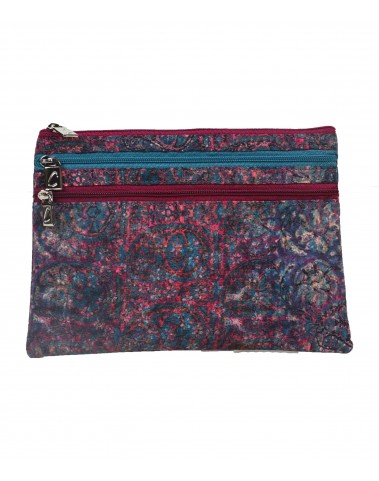 3 Zip Pouch - Pink And Blue Paisley