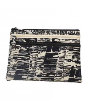 3 Zip Pouch -Black and white abstract