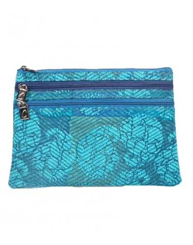 3 Zip Pouch - Blue Big Paisley