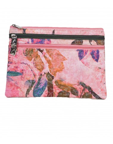 3 Zip Pouch - Pink Leaf