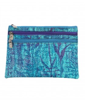 3 Zip Pouch - Blue Abstract