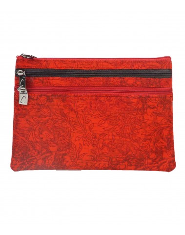 3 Zip Pouch -Red Floral