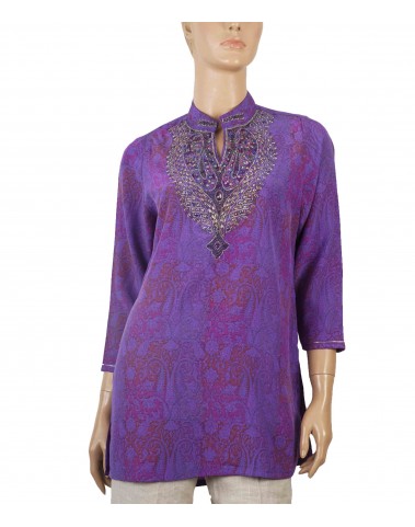 Antique Silk Kurti - Purple Creeper