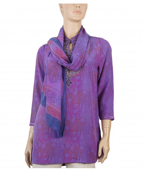 Antique Silk Kurti - Purple Creeper