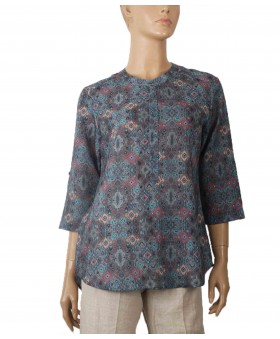 Casual Kurti - Deep Green Ikat