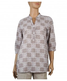 Casual Kurti - Beige Abstract