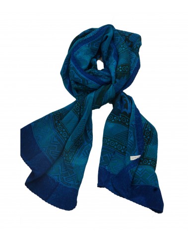 Crepe Silk Scarf - Blue Floral