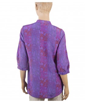 Short Silk Shirt -Purple Creeper