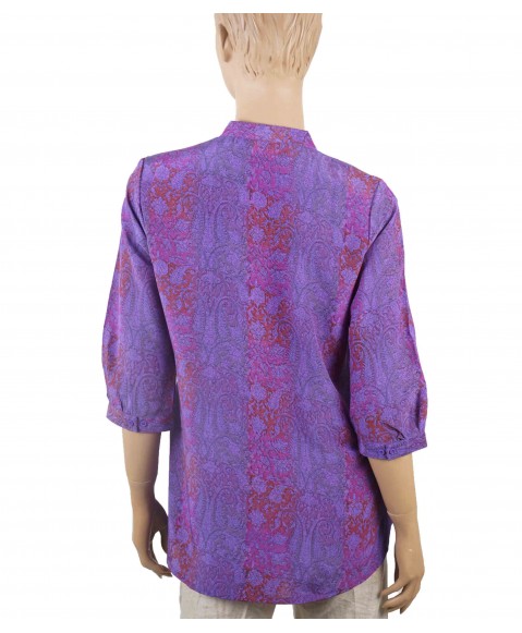 Short Silk Shirt -Purple Creeper