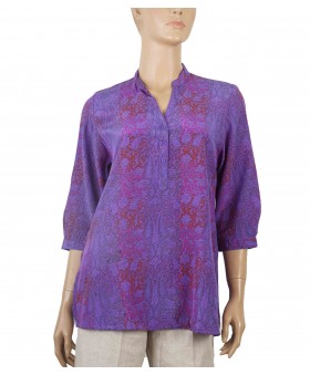 Short Silk Shirt -Purple Creeper