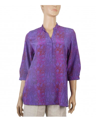 Short Silk Shirt -Purple Creeper