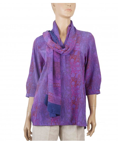 Short Silk Shirt -Purple Creeper