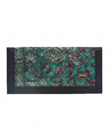 Silk Wallet - Green With Pink Flowers