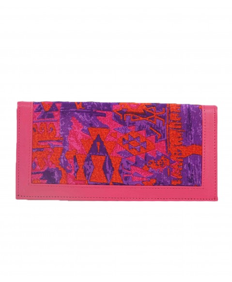 Silk Wallet - Pink Warli