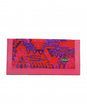 Silk Wallet - Pink Warli