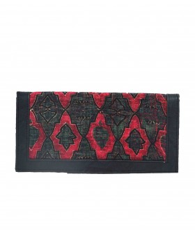 Silk Wallet - Pink And Olive Green Rhombus