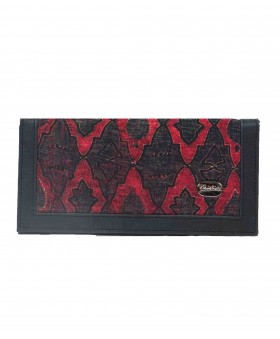 Silk Wallet - Pink And Olive Green Rhombus