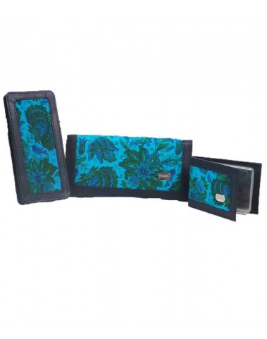 Silk Wallet Set - Blue Flowers