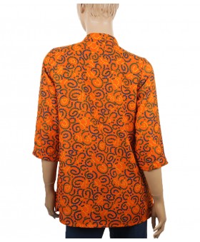 Embroidered Casual Kurti - Orange Bandhani
