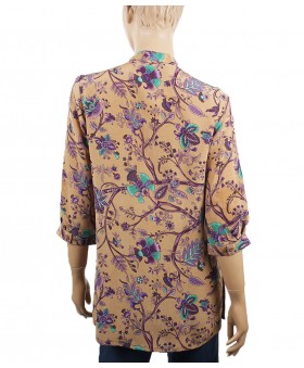 Short Silk Shirt - Purple Garden