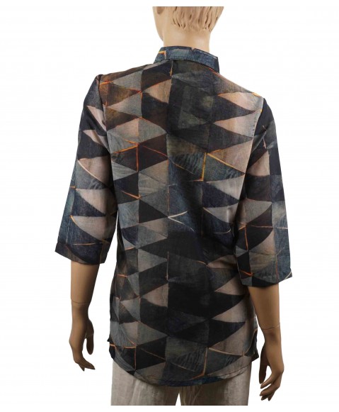 Casual Shirt - Black and Grey Triangles