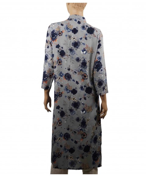 Tunic - Dark Navy Flowers on Grey