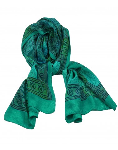 Crepe Silk Scarf - Green Patchwork